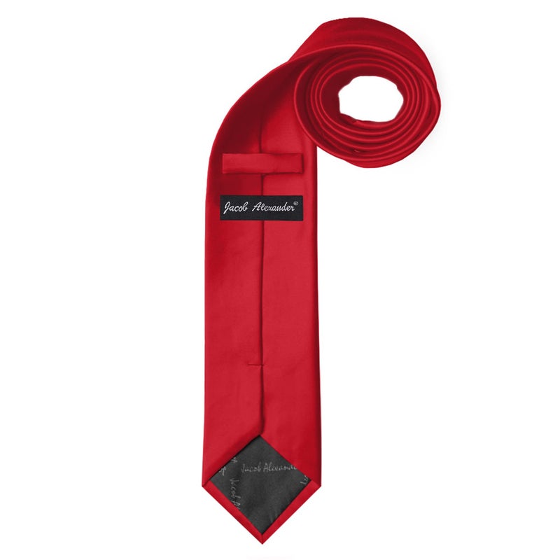 Jacob Alexander Solid Color Men's Regular Tie - Crimson Red - Image 2